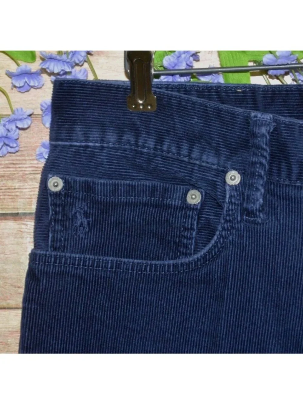 Polo Ralph Lauren Mens 34x30 Navy Blue Corduroy Pants Stretch Varick Slim
